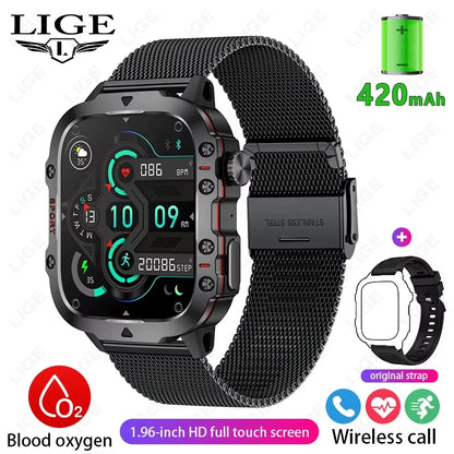 2025 Rugged Military Smart Watch Men Outdoor Watches Lp68 Waterproof 2.01" Al Voice Bluetooth Call Smartwatch for Android Los