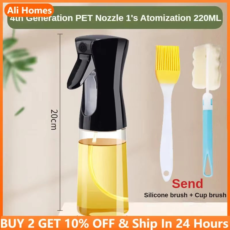 220ML Oil Spray Bottle with Brush Kitchen Essential Olive Acid Sprayer for Cooking Bbqbaking Oil Dispenser Nebulizer Kitchen Oil