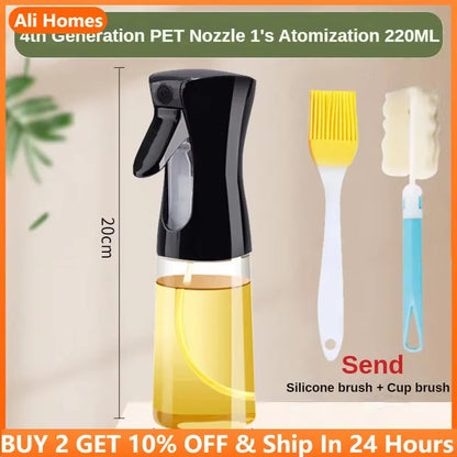 220ML Oil Spray Bottle with Brush Kitchen Essential Olive Acid Sprayer for Cooking Bbqbaking Oil Dispenser Nebulizer Kitchen Oil