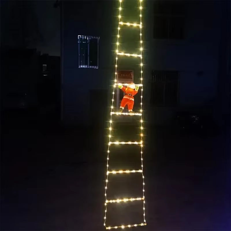 USB Connector 3M Santa Claus Climbing Ladder Warm Light Christmas Decoration Home Outdoor Garden Cristmas Tree Ornement Gift